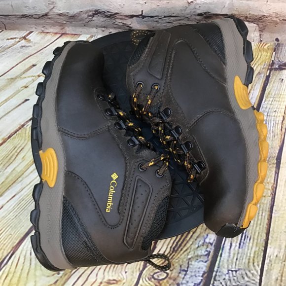 Columbia Kids Brown Leather High Top Waterproof Hiking Boots Wide Fit 2 W Youth - Picture 5 of 8